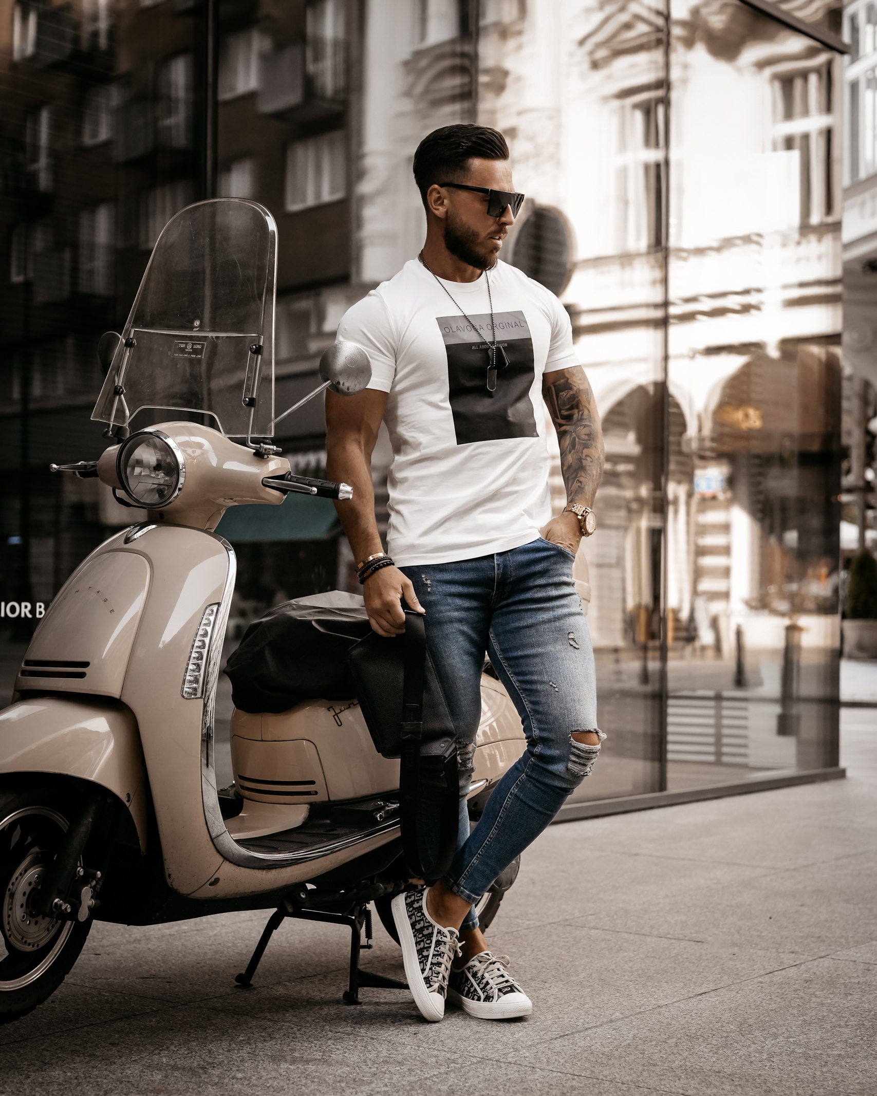 T-shirt bawełniany męski Texas Ola Voga ecru