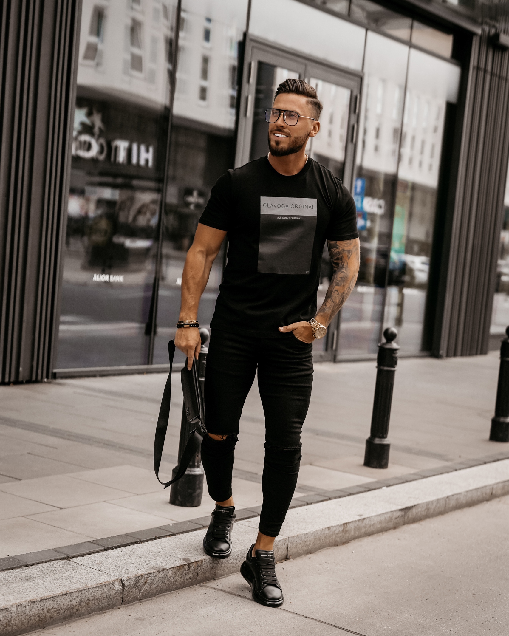 T-shirt bawełniany męski Texas Ola Voga czarny