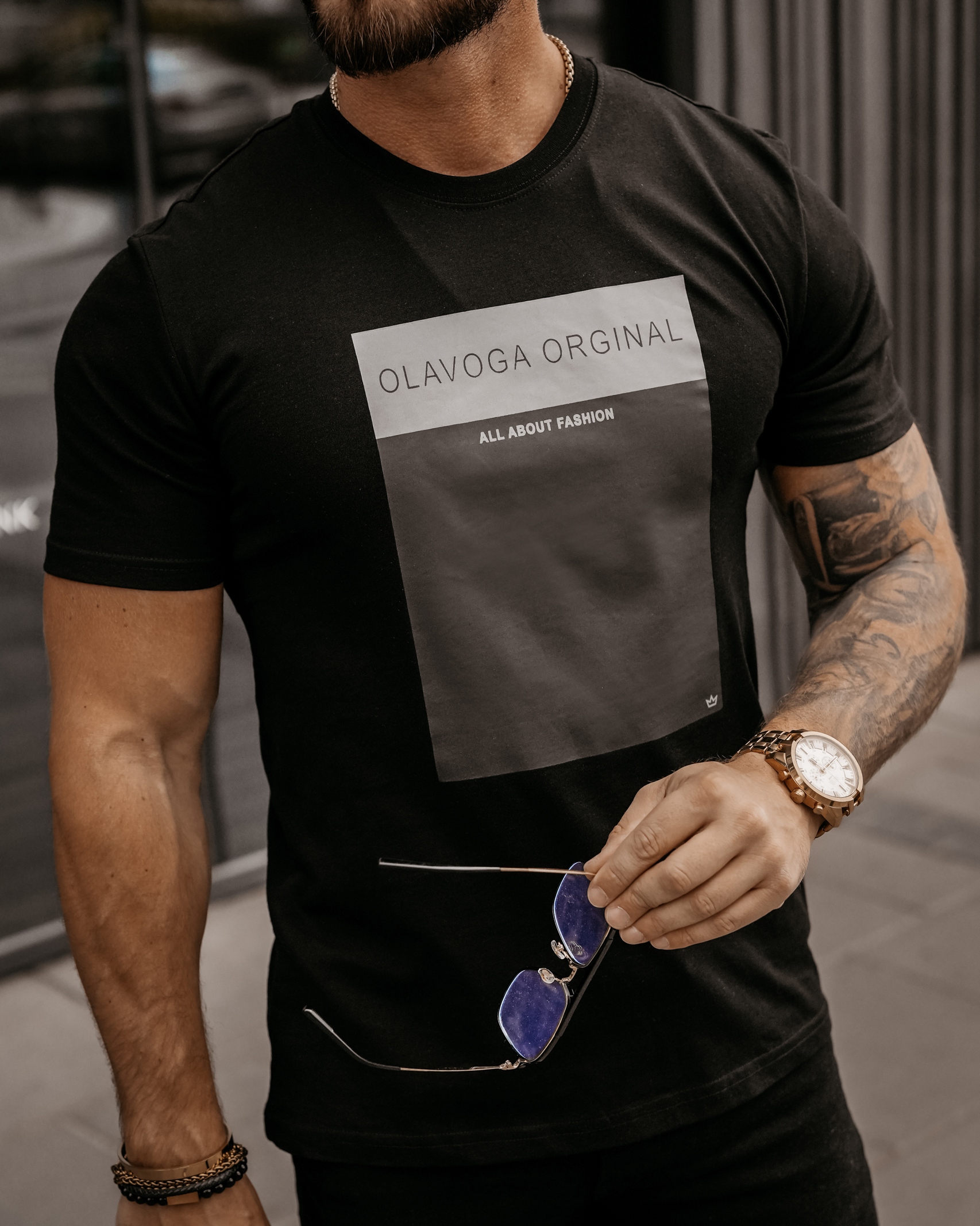 T-shirt bawełniany męski Texas Ola Voga czarny