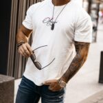 T-shirt męski z nadrukiem pantery Hunter Ola Voga ecru