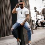 T-shirt męski z nadrukiem pantery Hunter Ola Voga ecru