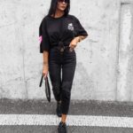 T-shirt bawełniany unisex różowy nadruk Sirty Ola Voga czarny