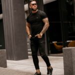 T-shirt męski slim fit logowany Vorder Ola Voga czarny