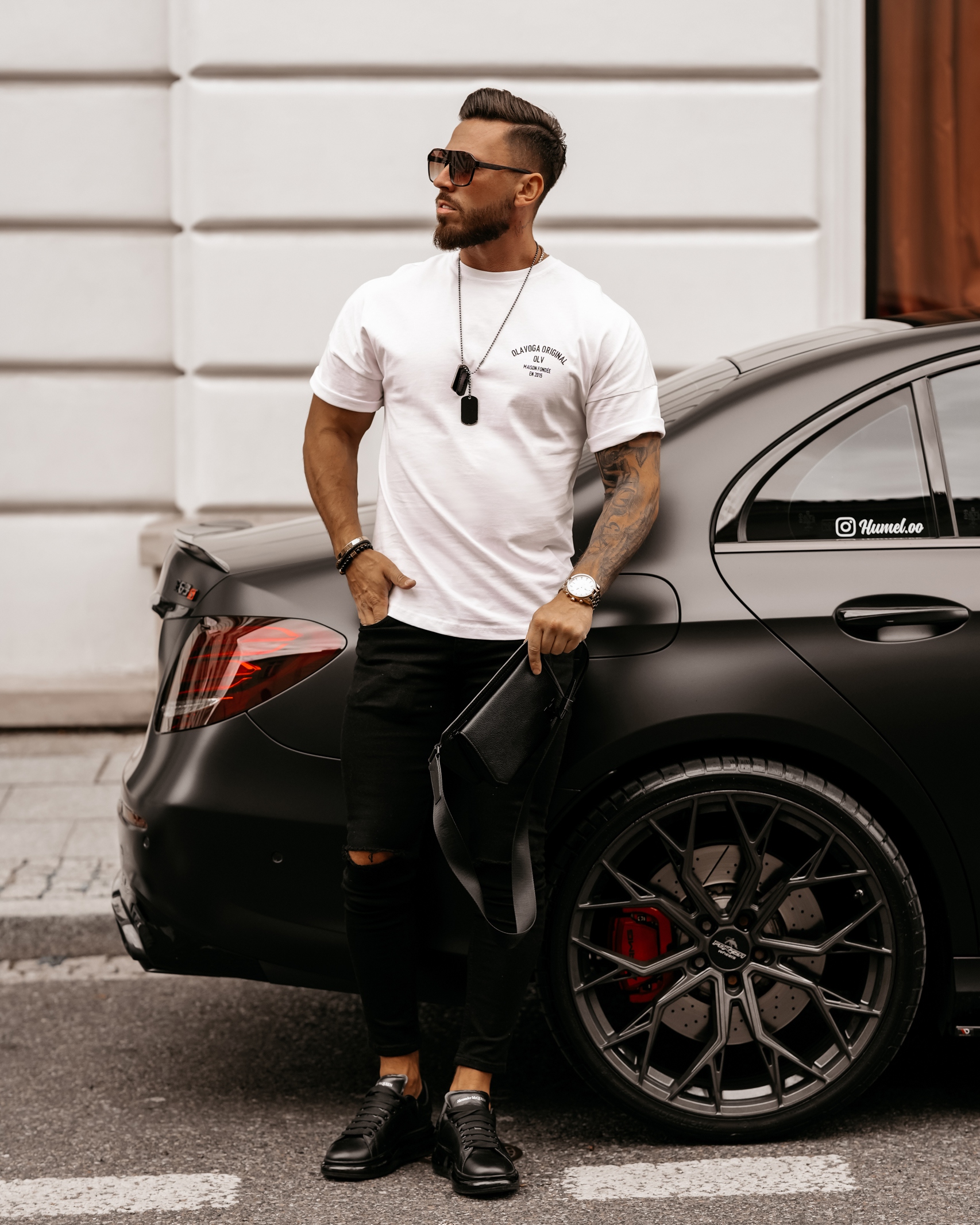 T-shirt męski bawełniany z nadrukiem Crd Ola Voga biały