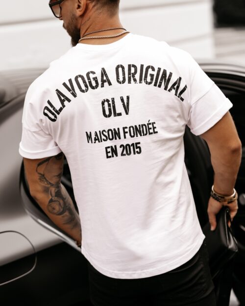 T-shirt męski bawełniany z nadrukiem Crd Ola Voga biały