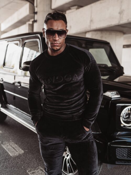 Komplet welurowy męski Beryl Ola Voga czarny