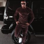 Komplet welurowy męski Beryl Ola Voga brązowy