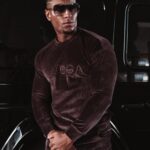 Komplet welurowy męski Beryl Ola Voga brązowy