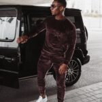 Komplet welurowy męski Beryl Ola Voga brązowy