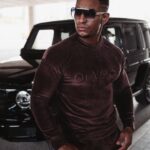 Komplet welurowy męski Beryl Ola Voga brązowy