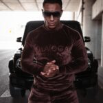 Komplet welurowy męski Beryl Ola Voga brązowy