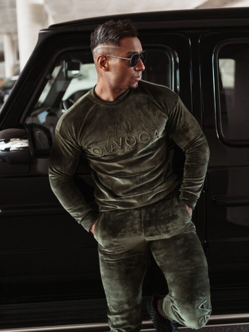 Komplet welurowy męski Beryl Ola Voga khaki