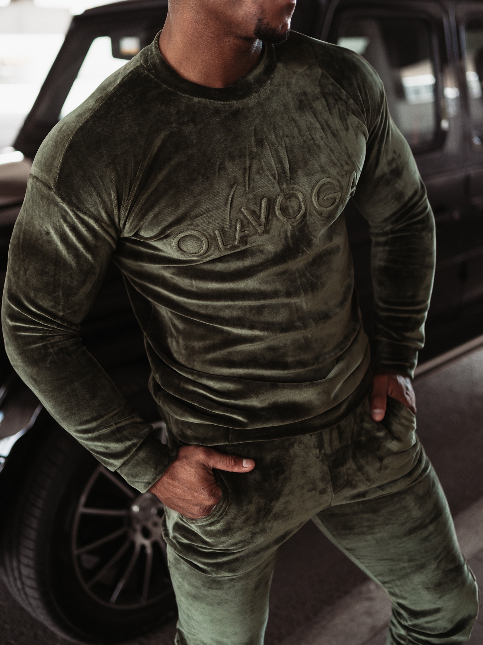 Komplet welurowy męski Beryl Ola Voga khaki Komplet welurowy męski Beryl Ola Voga khaki