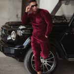 Komplet welurowy męski Beryl Ola Voga bordowy