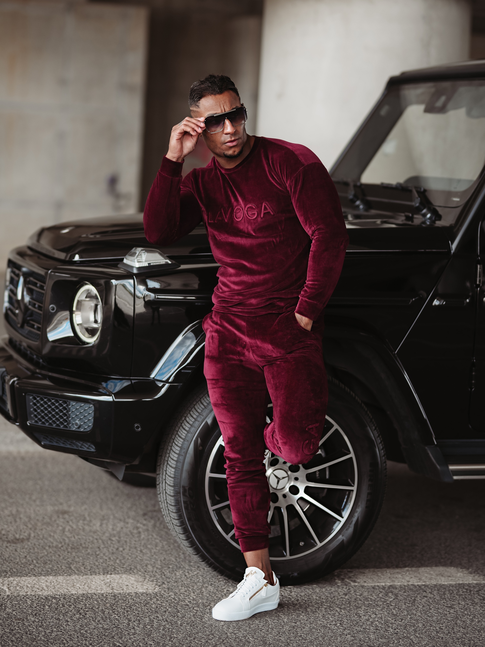 Komplet welurowy męski Beryl Ola Voga bordowy