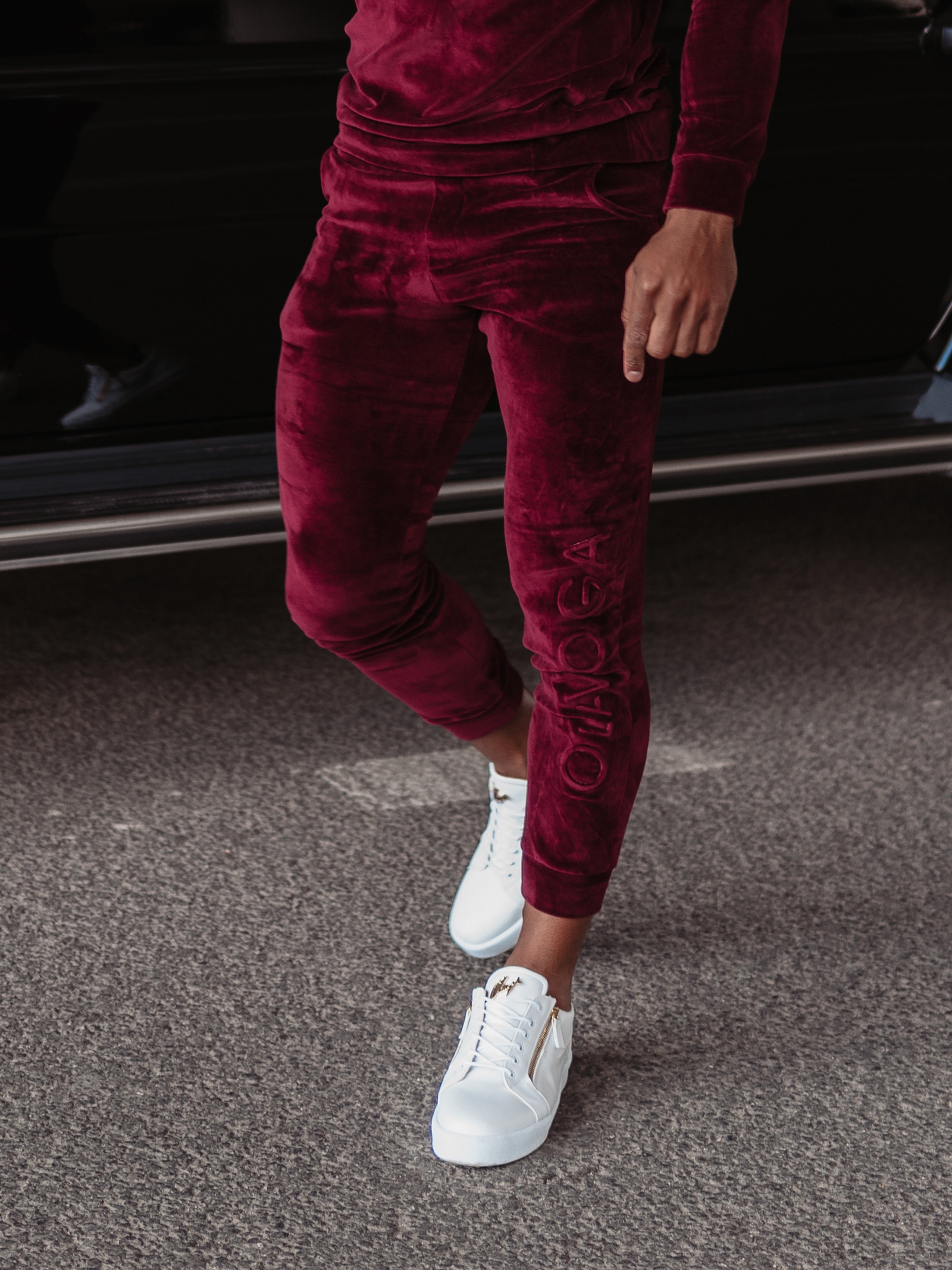 Komplet welurowy męski Beryl Ola Voga bordowy