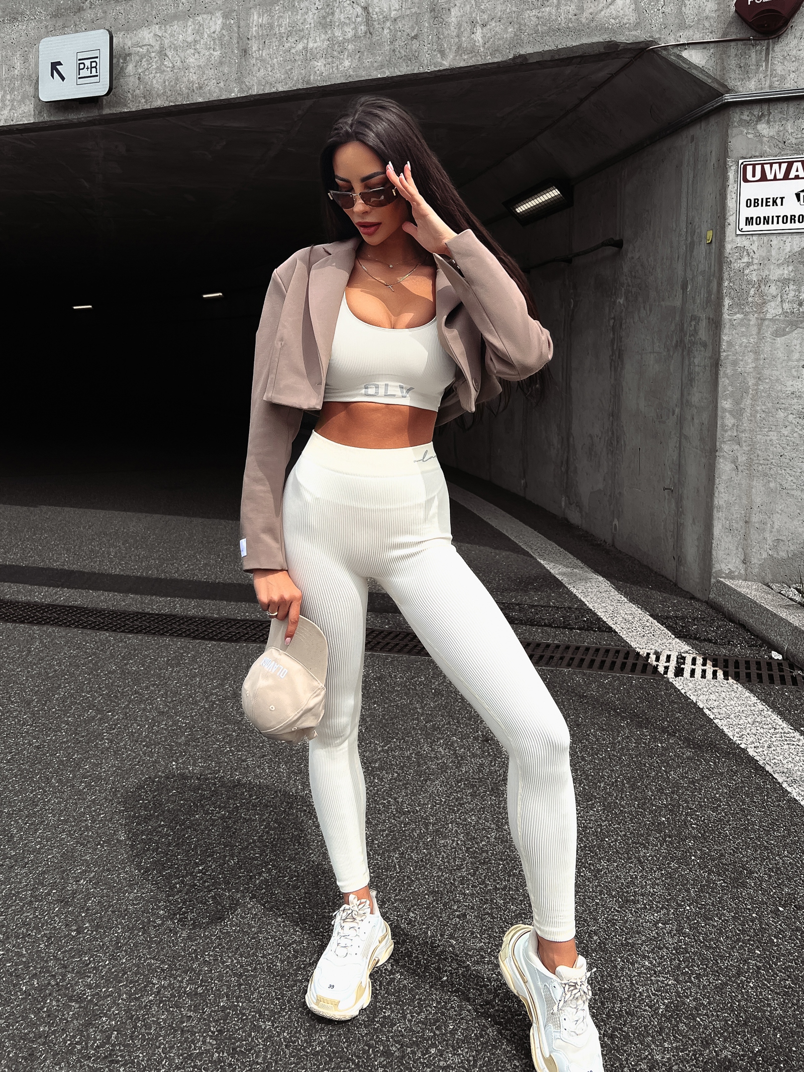 Legginsy prążkowane Clasic 2023 Ola Voga ecru