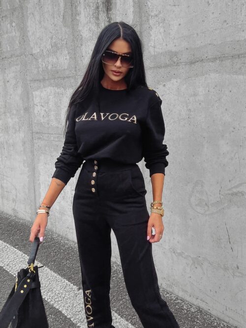 Spodnie dresowe bawełniane wysoki stan Trinity Ola Voga czarne