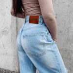 Spodnie jeansowe dzwony z przetarciami Morgan Ola Voga niebieskie