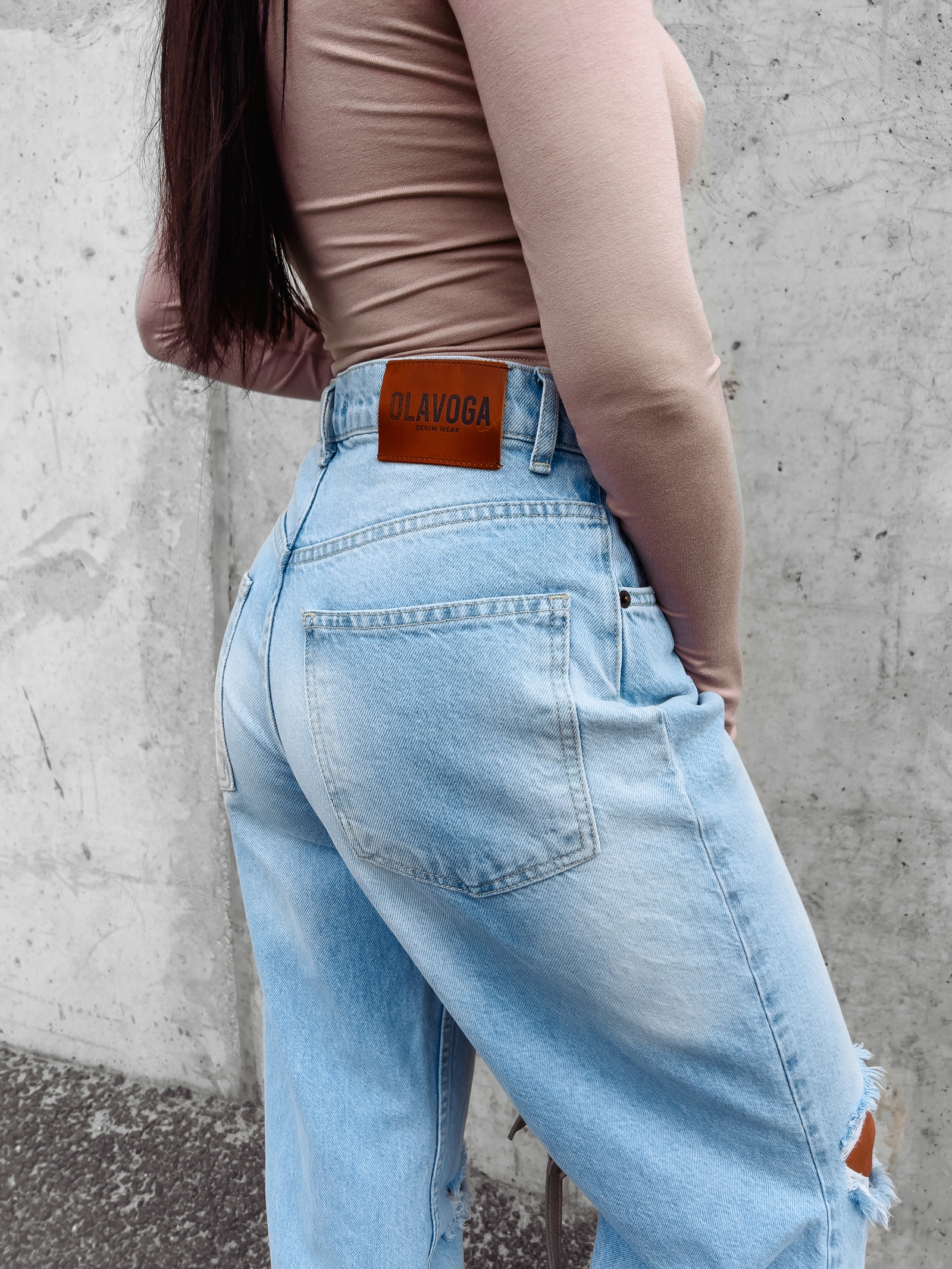 Spodnie jeansowe dzwony z przetarciami Morgan Ola Voga niebieskie