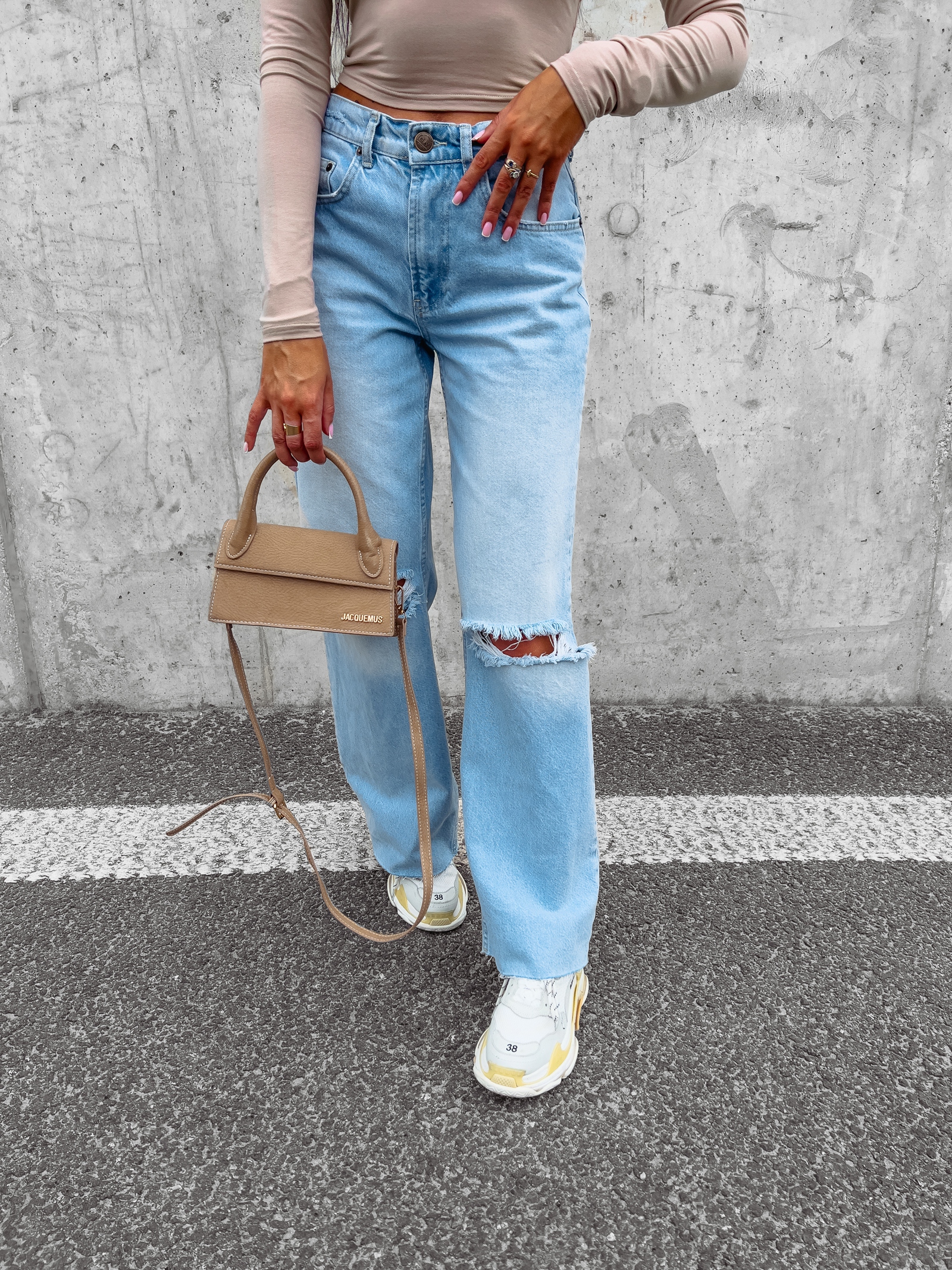 Spodnie jeansowe dzwony z przetarciami Morgan Ola Voga niebieskie