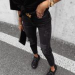 Spodnie jeansowe damskie z przetarciami Verti Ola Voga czarne