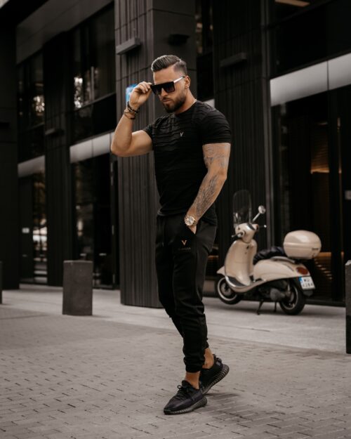 Spodnie dresowe męskie logowane Stratos Ola Voga czarne