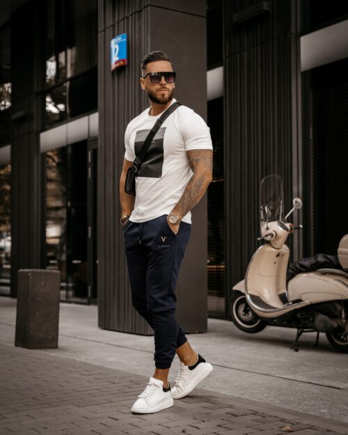 Spodnie dresowe męskie logowane Stratos Ola Voga granatowe