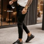 Spodnie jeansowe męskie z przetarciami Massino Ola Voga czarne