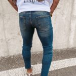 Spodnie jeansowe męskie z przetarciami Look Ola Voga niebieskie