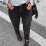 Spodnie jeansowe damskie klasyczne Lastro Ola Voga czarne