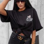 T-shirt bawełniany unisex różowy nadruk Sirty Ola Voga czarny