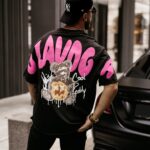 T-shirt bawełniany unisex różowy nadruk Sirty Ola Voga czarny