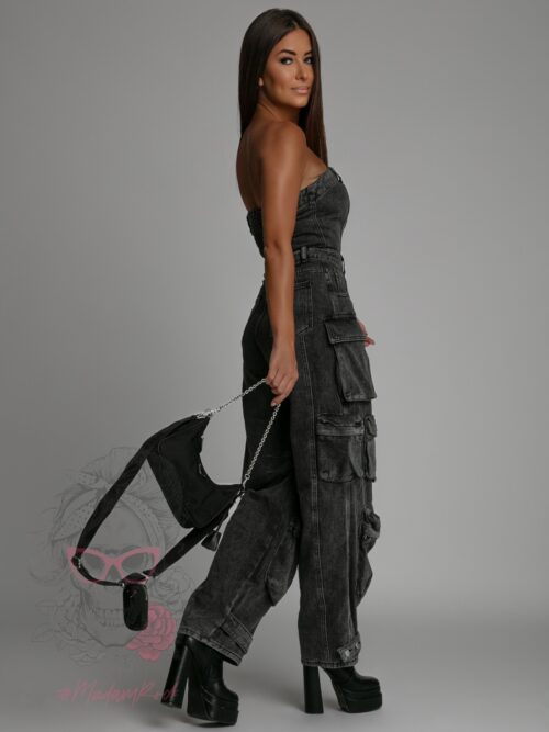 Kombinezon jeansowy Juddy przecierany szary