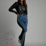 Spodnie jeansowe dopasowane Lays niebiesko-czarne