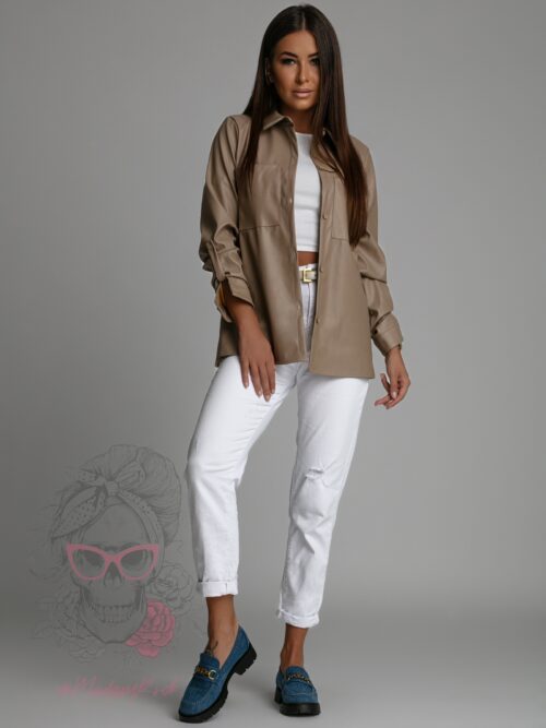 Koszula skórzana Wega beżowa