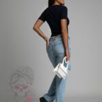 Top basic krótki t-shirt Diti atramentowy