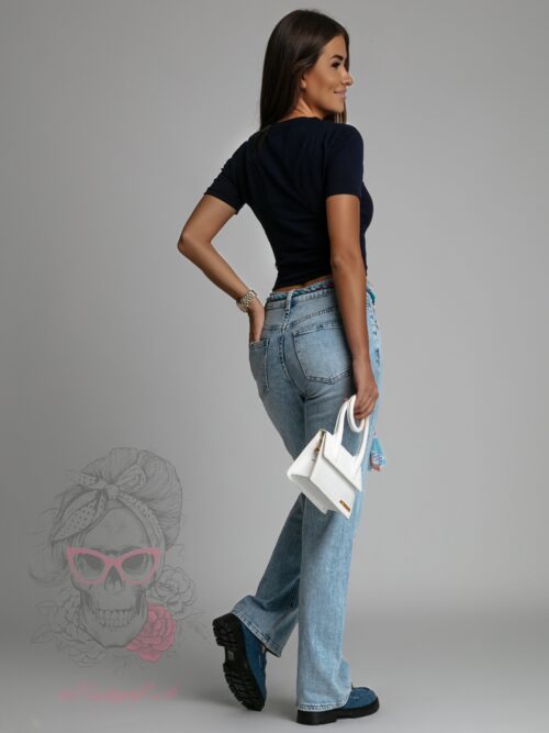 Top basic krótki t-shirt Diti atramentowy