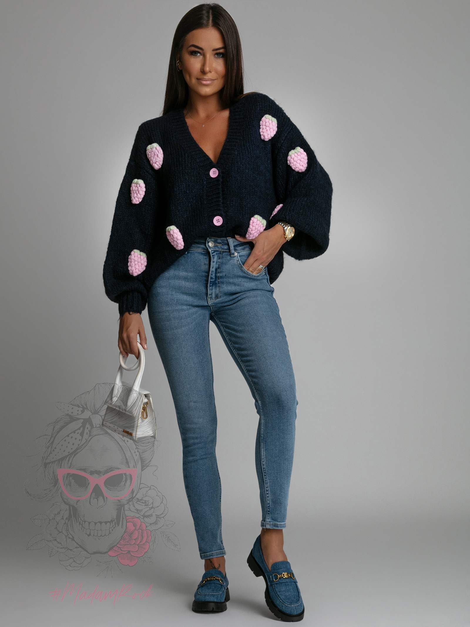 Sweter rozpinany Berry granatowy