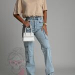 Spodnie jeansowe bojówki Gangy niebieskie