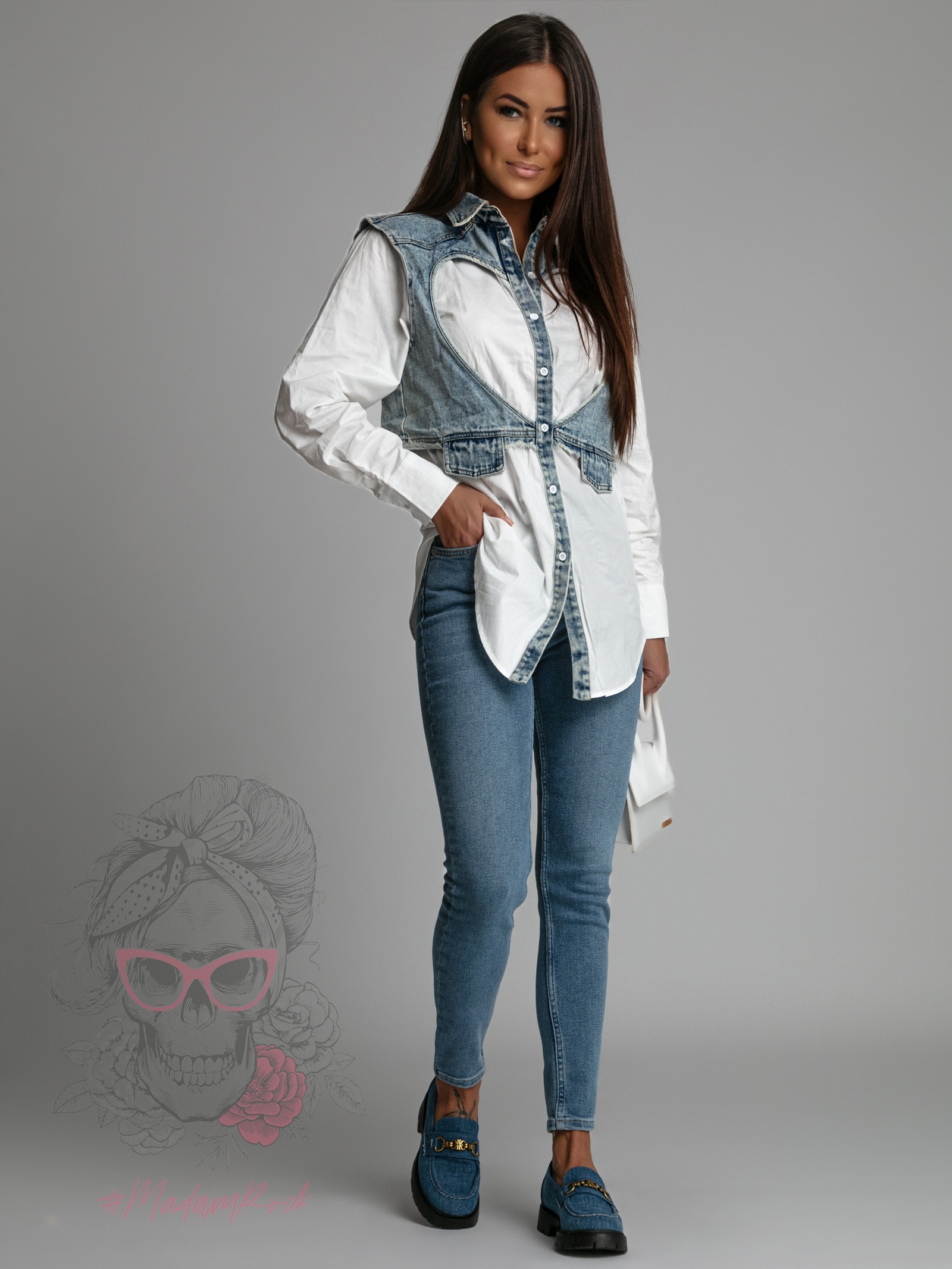 Spodnie jeansowe rurki Stylos niebieskie