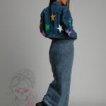 Katana jeansowa w gwiazdy Starsy granatowa