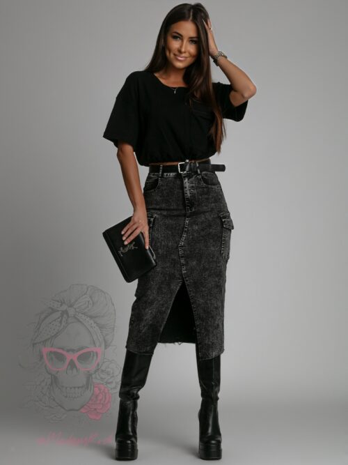 Crop top ze ściąganiem w pasie YoYo czarny