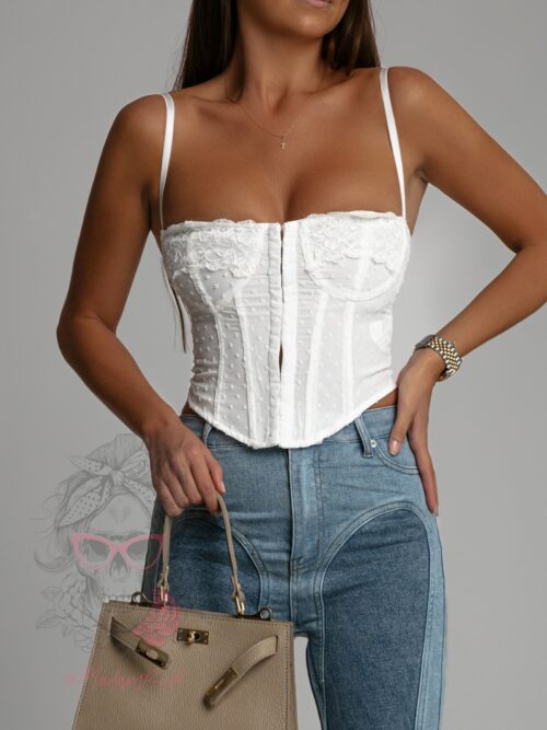 Top na ramiączka Gorseto biały