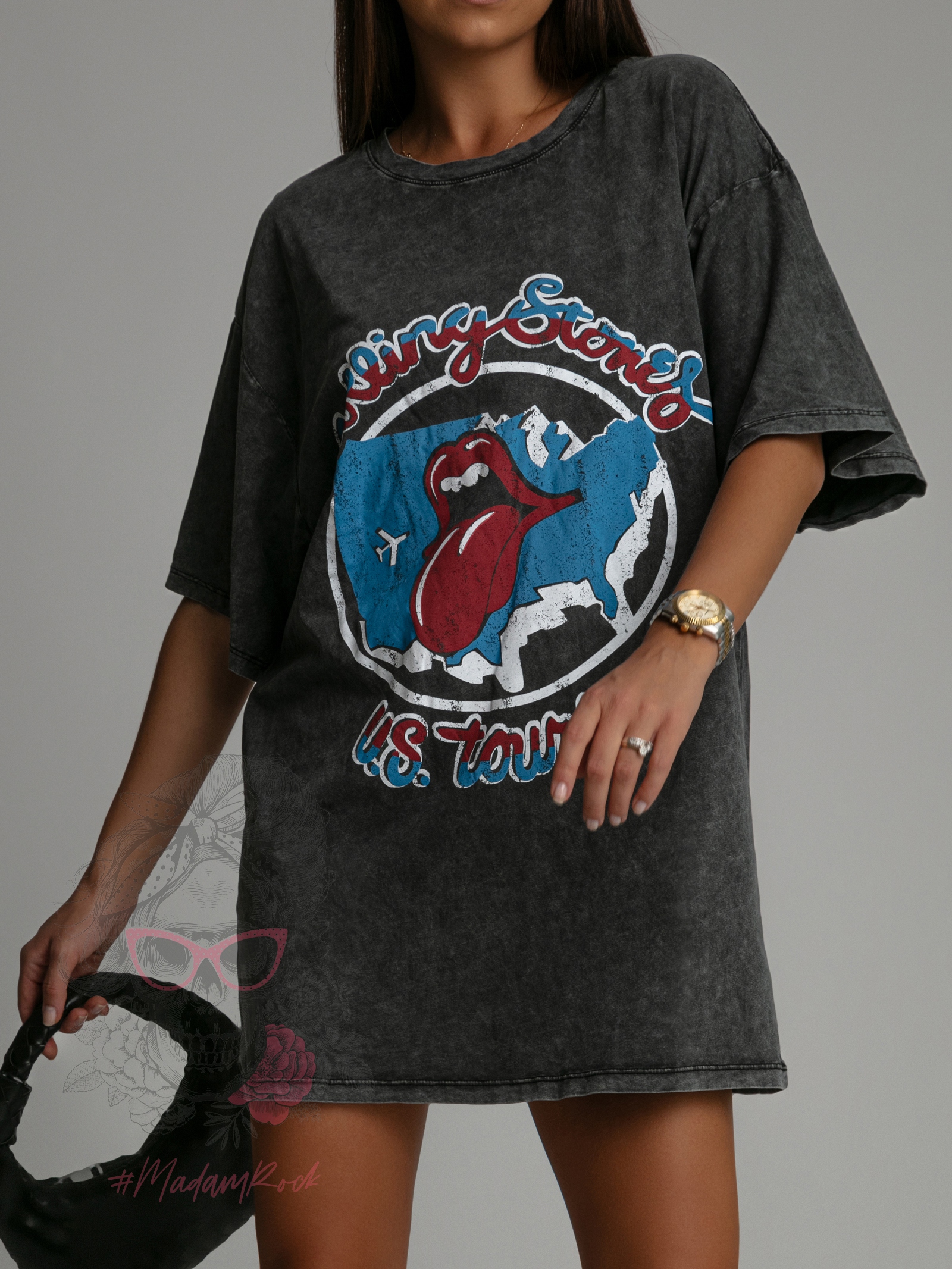 T-shirt dekatyzowany Rolling Stones II szary