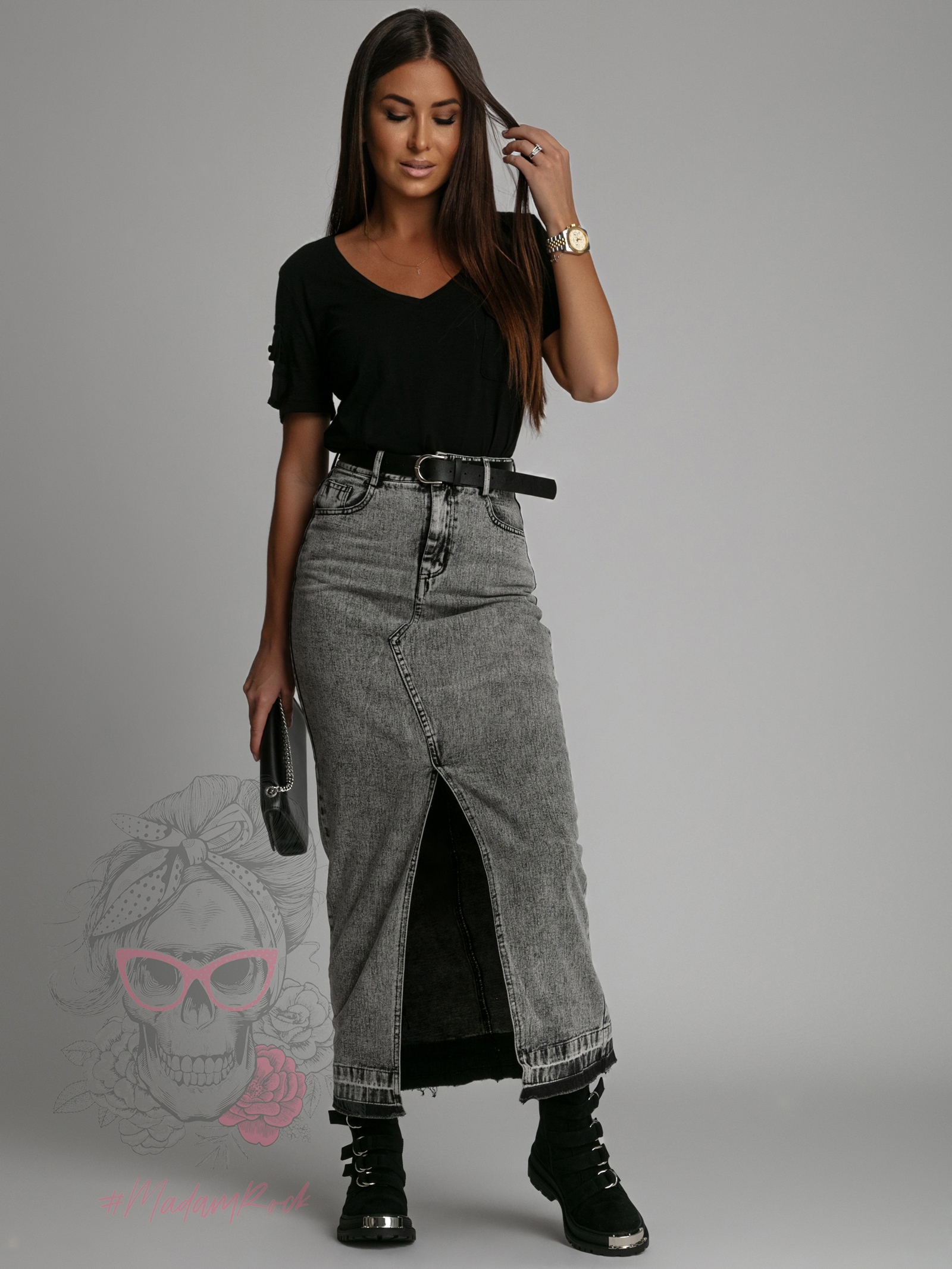 T-shirt z kieszonką Aren czarny