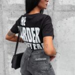 T-shirt bawełniany z haftem Varte Ola Voga czarny