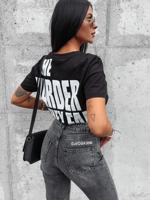 T-shirt bawełniany z haftem Varte Ola Voga czarny