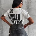 T-shirt bawełniany z haftem Varte Ola Voga ecru