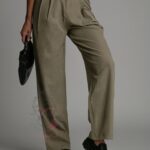 Spodnie eleganckie z paskiem Cante khaki
